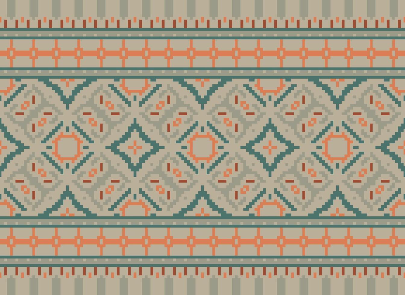 Geometric ethnic pattern. Pixel pattern. Design for clothing, fabric, background, wallpaper, wrapping, batik. Knitwear, Embroidery style. Aztec geometric art ornament print. Vector illustration.