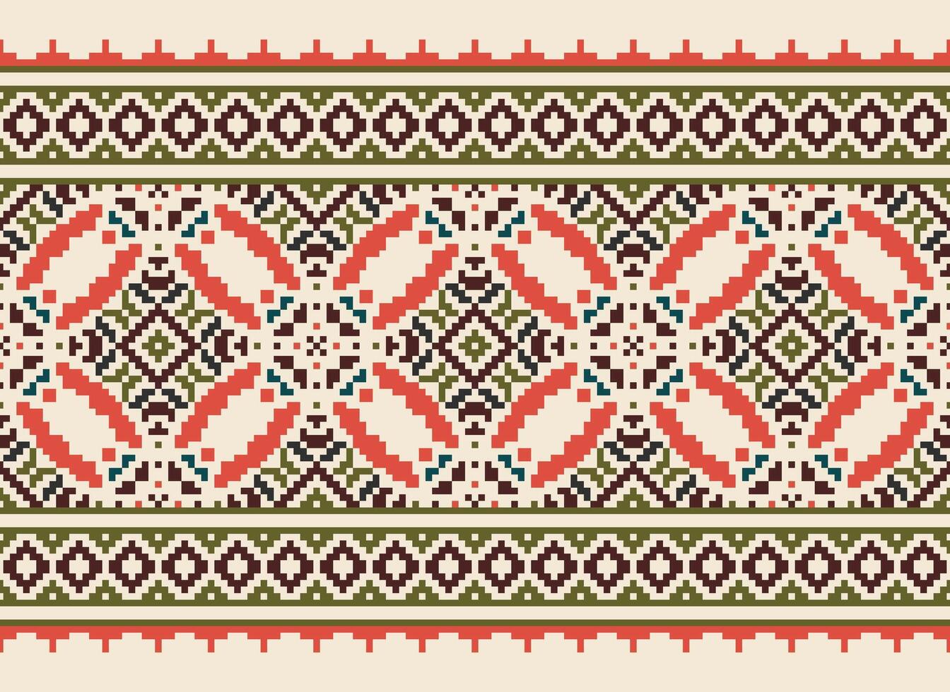 Geometric ethnic pattern. Pixel pattern. Design for clothing, fabric, background, wallpaper, wrapping, batik. Knitwear, Embroidery style. Aztec geometric art ornament print. Vector illustration.