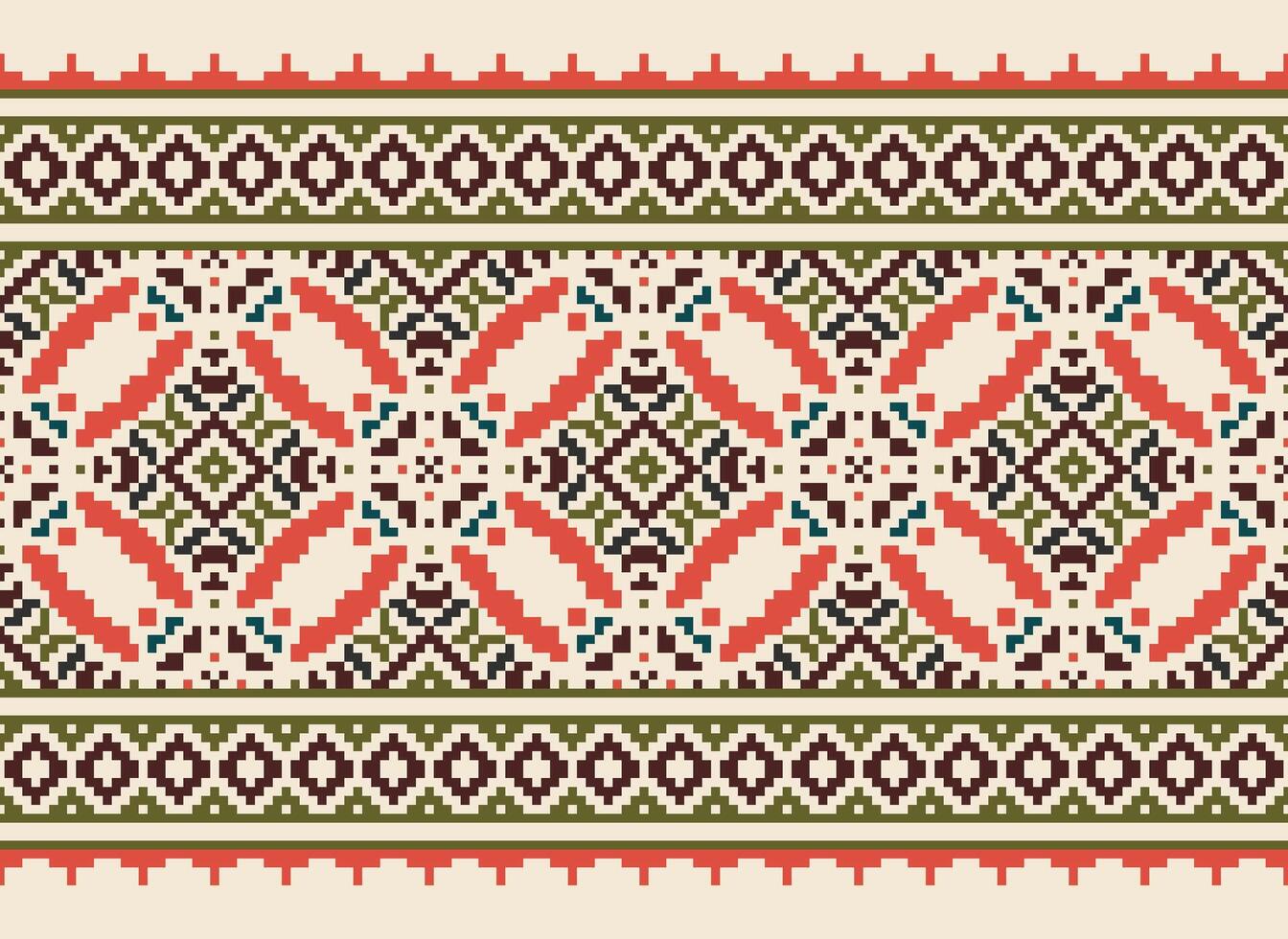 Geometric ethnic pattern. Pixel pattern. Design for clothing, fabric, background, wallpaper, wrapping, batik. Knitwear, Embroidery style. Aztec geometric art ornament print. Vector illustration.