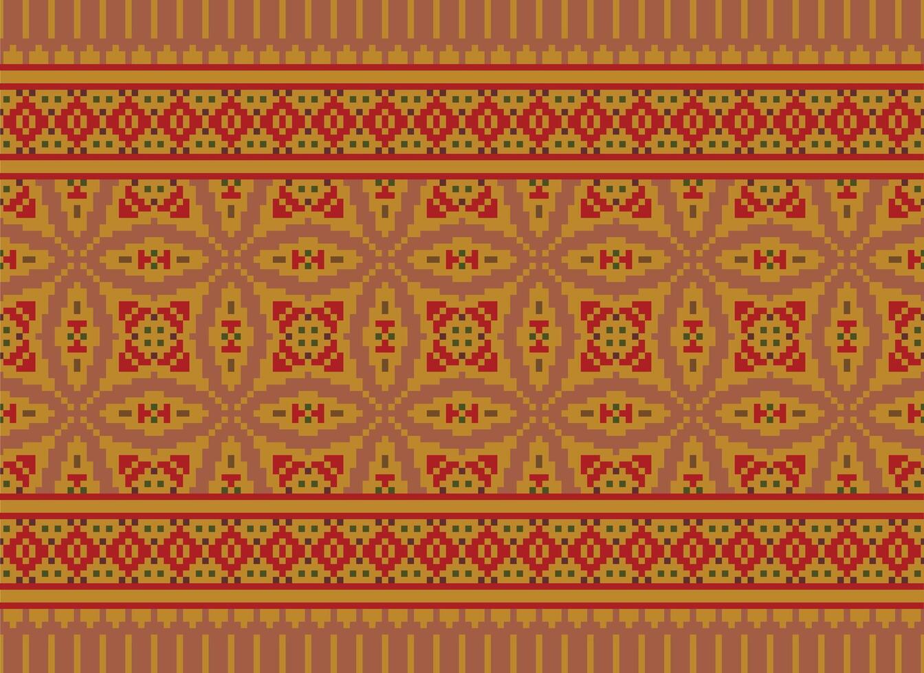 Geometric ethnic pattern. Pixel pattern. Design for clothing, fabric, background, wallpaper, wrapping, batik. Knitwear, Embroidery style. Aztec geometric art ornament print. Vector illustration.