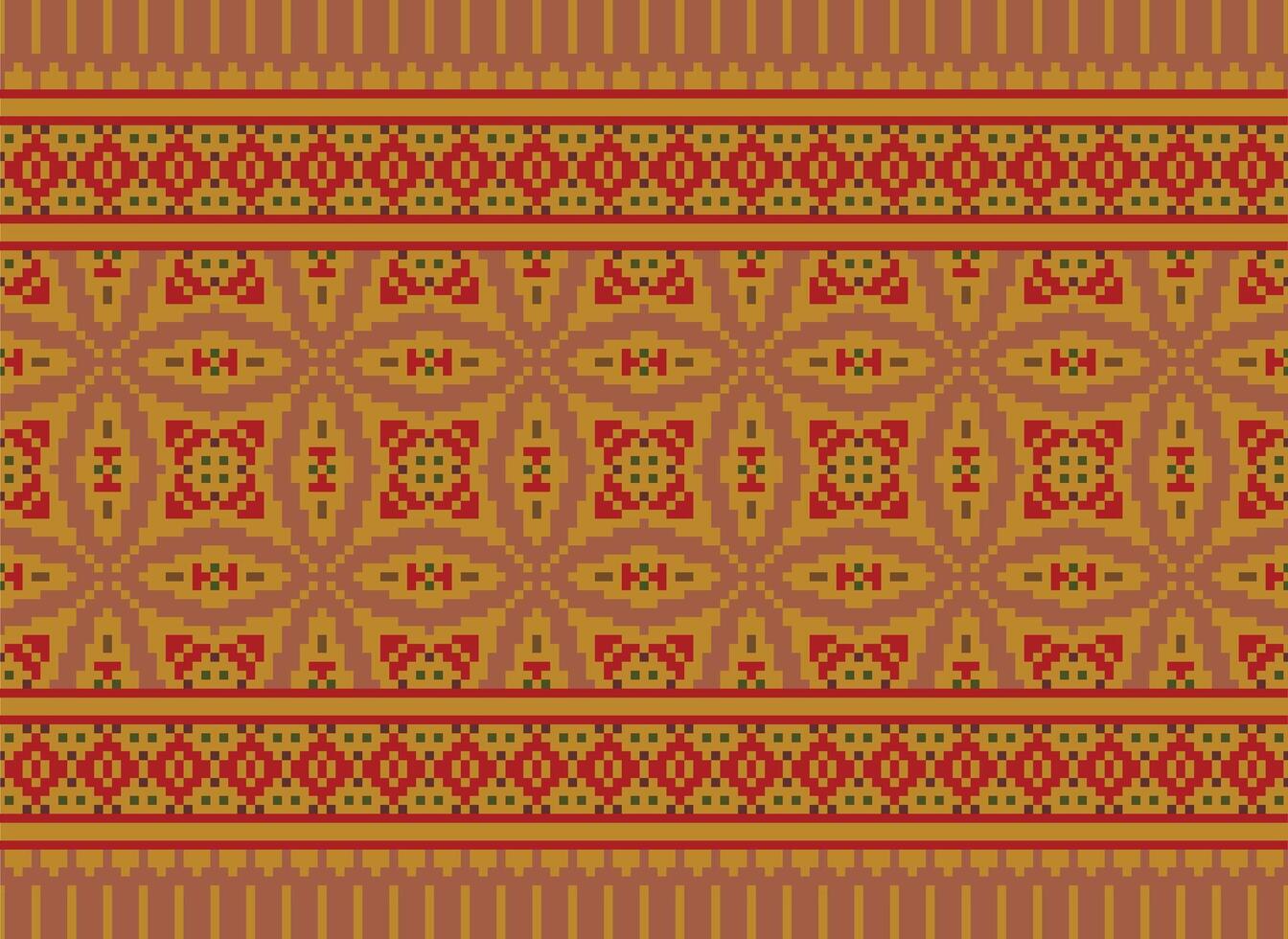 Geometric ethnic pattern. Pixel pattern. Design for clothing, fabric, background, wallpaper, wrapping, batik. Knitwear, Embroidery style. Aztec geometric art ornament print. Vector illustration.