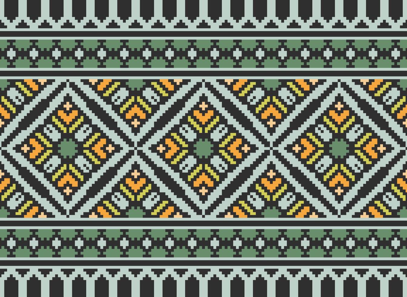 Geometric ethnic pattern. Pixel pattern. Design for clothing, fabric, background, wallpaper, wrapping, batik. Knitwear, Embroidery style. Aztec geometric art ornament print. Vector illustration.
