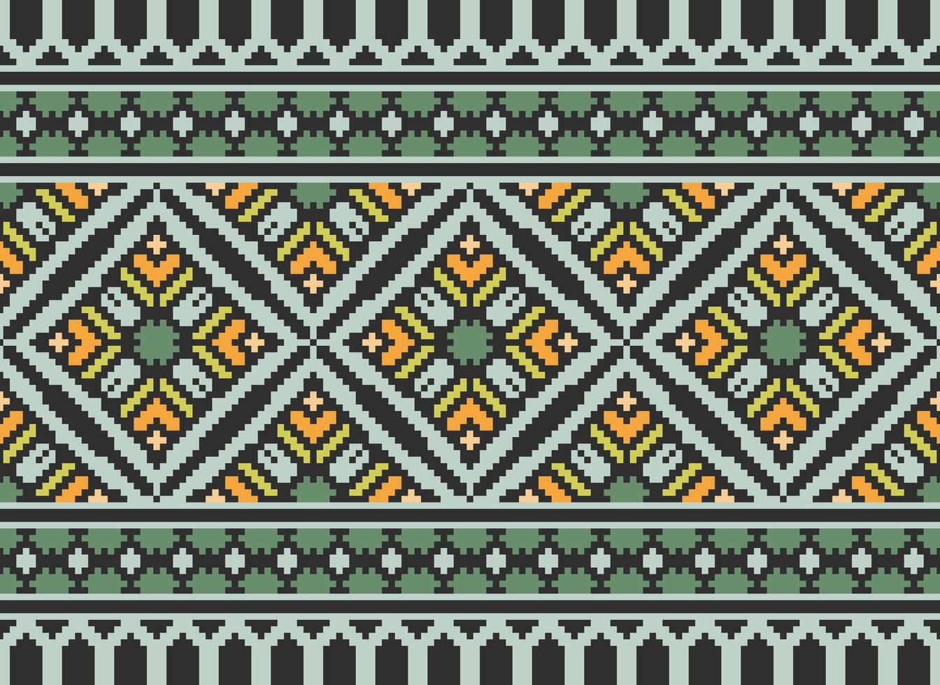 Geometric ethnic pattern. Pixel pattern. Design for clothing, fabric, background, wallpaper, wrapping, batik. Knitwear, Embroidery style. Aztec geometric art ornament print. Vector illustration.