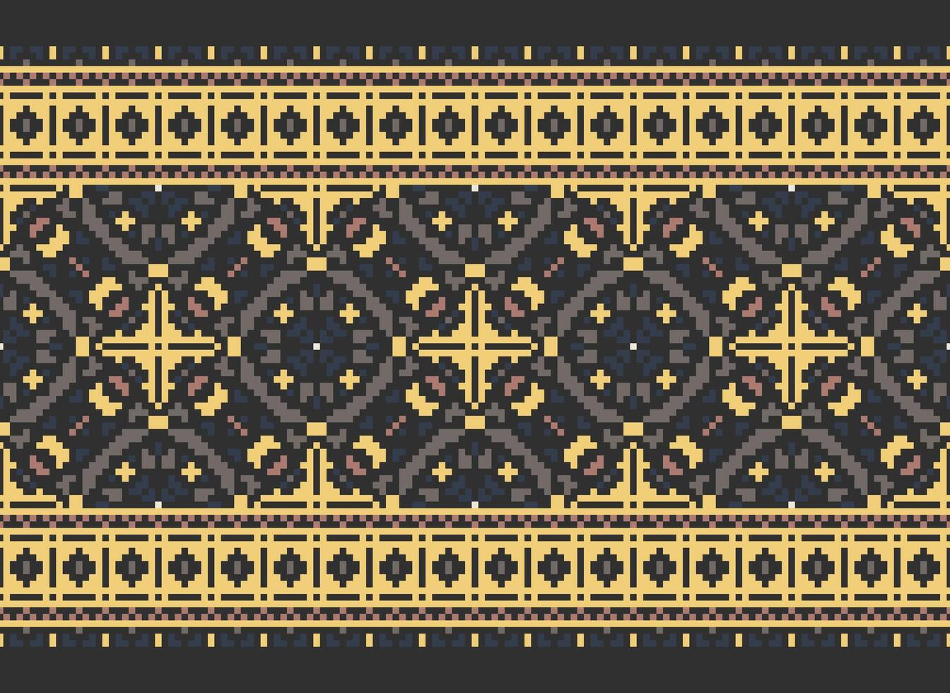 Geometric ethnic pattern. Pixel pattern. Design for clothing, fabric, background, wallpaper, wrapping, batik. Knitwear, Embroidery style. Aztec geometric art ornament print. Vector illustration.
