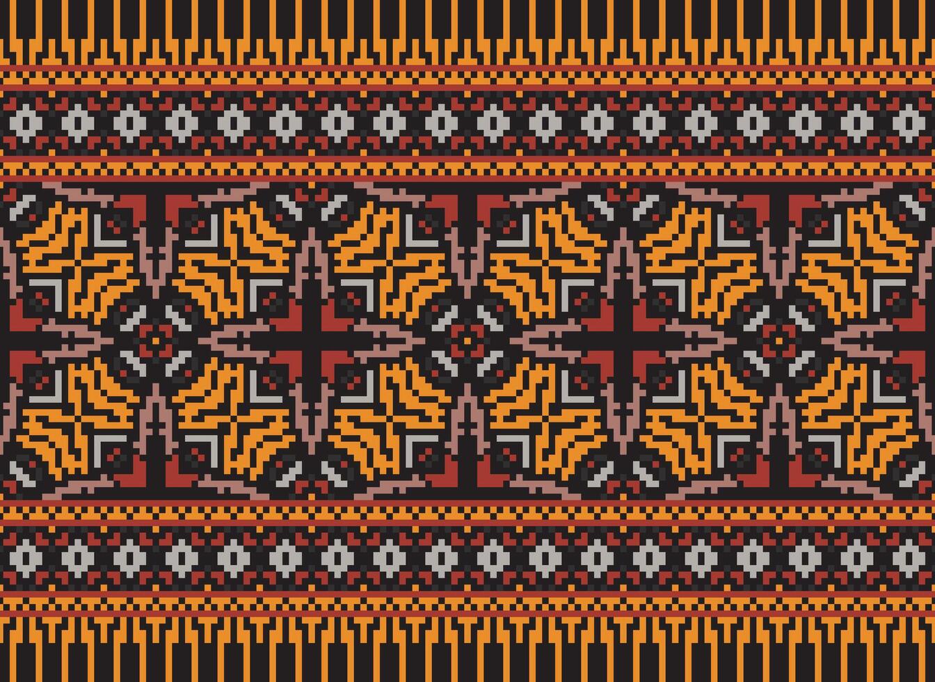 Geometric ethnic pattern. Pixel pattern. Design for clothing, fabric, background, wallpaper, wrapping, batik. Knitwear, Embroidery style. Aztec geometric art ornament print. Vector illustration.