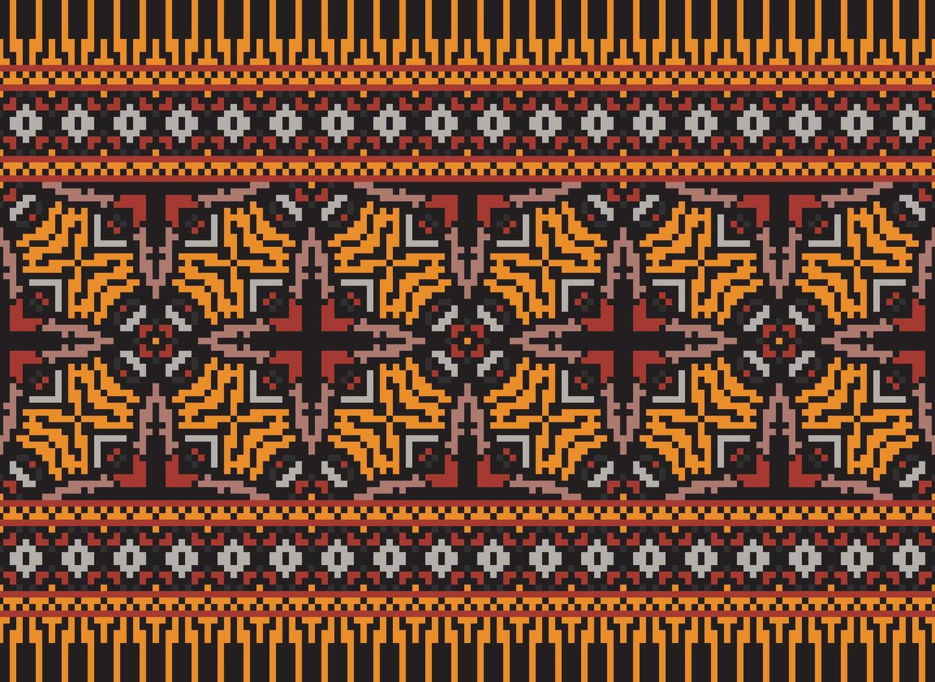 Geometric ethnic pattern. Pixel pattern. Design for clothing, fabric, background, wallpaper, wrapping, batik. Knitwear, Embroidery style. Aztec geometric art ornament print. Vector illustration.