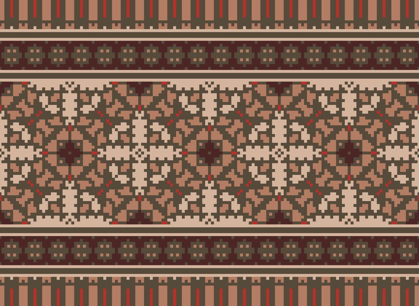 Geometric ethnic pattern. Pixel pattern. Design for clothing, fabric, background, wallpaper, wrapping, batik. Knitwear, Embroidery style. Aztec geometric art ornament print. Vector illustration.