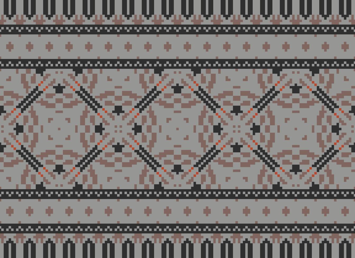 Geometric ethnic pattern. Pixel pattern. Design for clothing, fabric, background, wallpaper, wrapping, batik. Knitwear, Embroidery style. Aztec geometric art ornament print. Vector illustration.