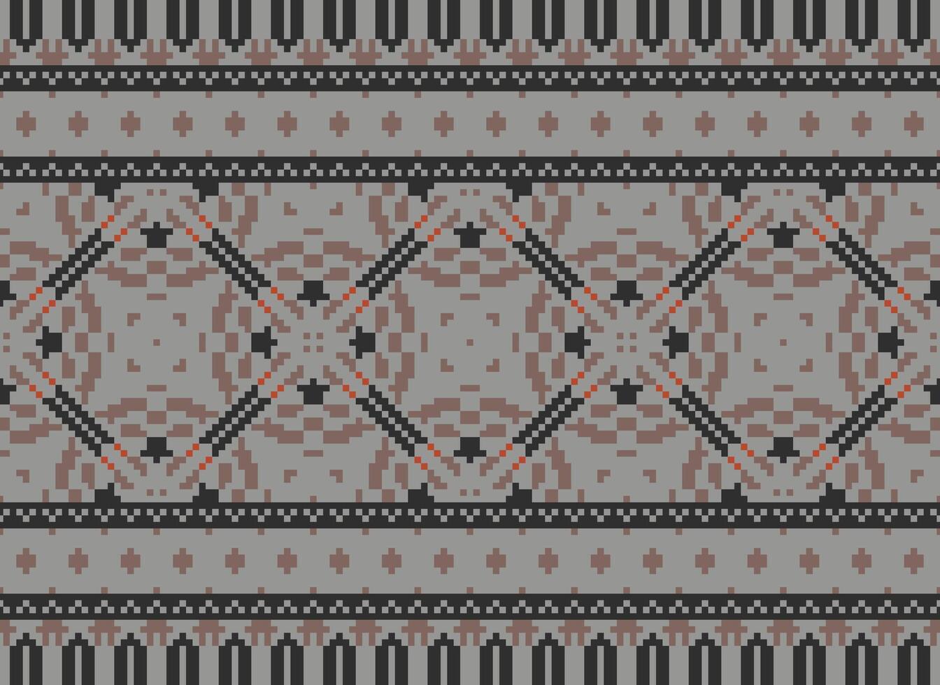 Geometric ethnic pattern. Pixel pattern. Design for clothing, fabric, background, wallpaper, wrapping, batik. Knitwear, Embroidery style. Aztec geometric art ornament print. Vector illustration.