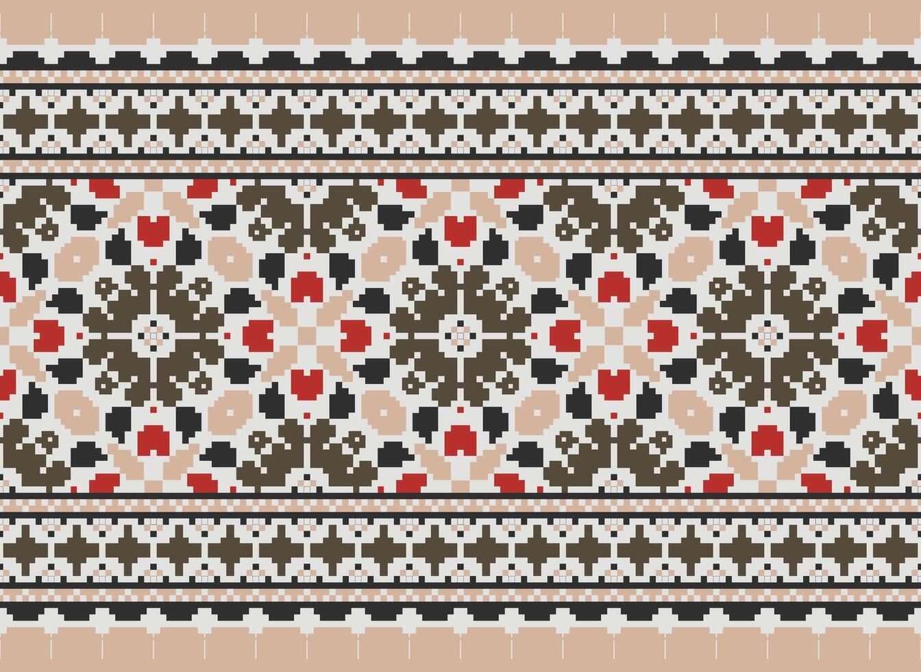 Geometric ethnic pattern. Pixel pattern. Design for clothing, fabric, background, wallpaper, wrapping, batik. Knitwear, Embroidery style. Aztec geometric art ornament print. Vector illustration.