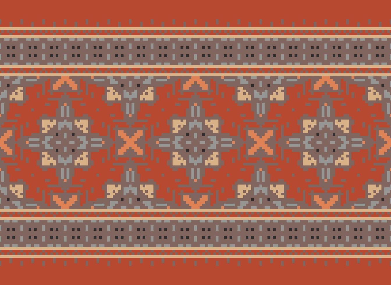 Geometric ethnic pattern. Pixel pattern. Design for clothing, fabric, background, wallpaper, wrapping, batik. Knitwear, Embroidery style. Aztec geometric art ornament print. Vector illustration.