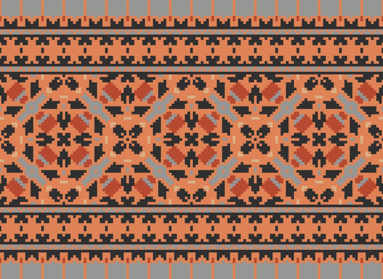 Geometric ethnic pattern. Pixel pattern. Design for clothing, fabric, background, wallpaper, wrapping, batik. Knitwear, Embroidery style. Aztec geometric art ornament print. Vector illustration.