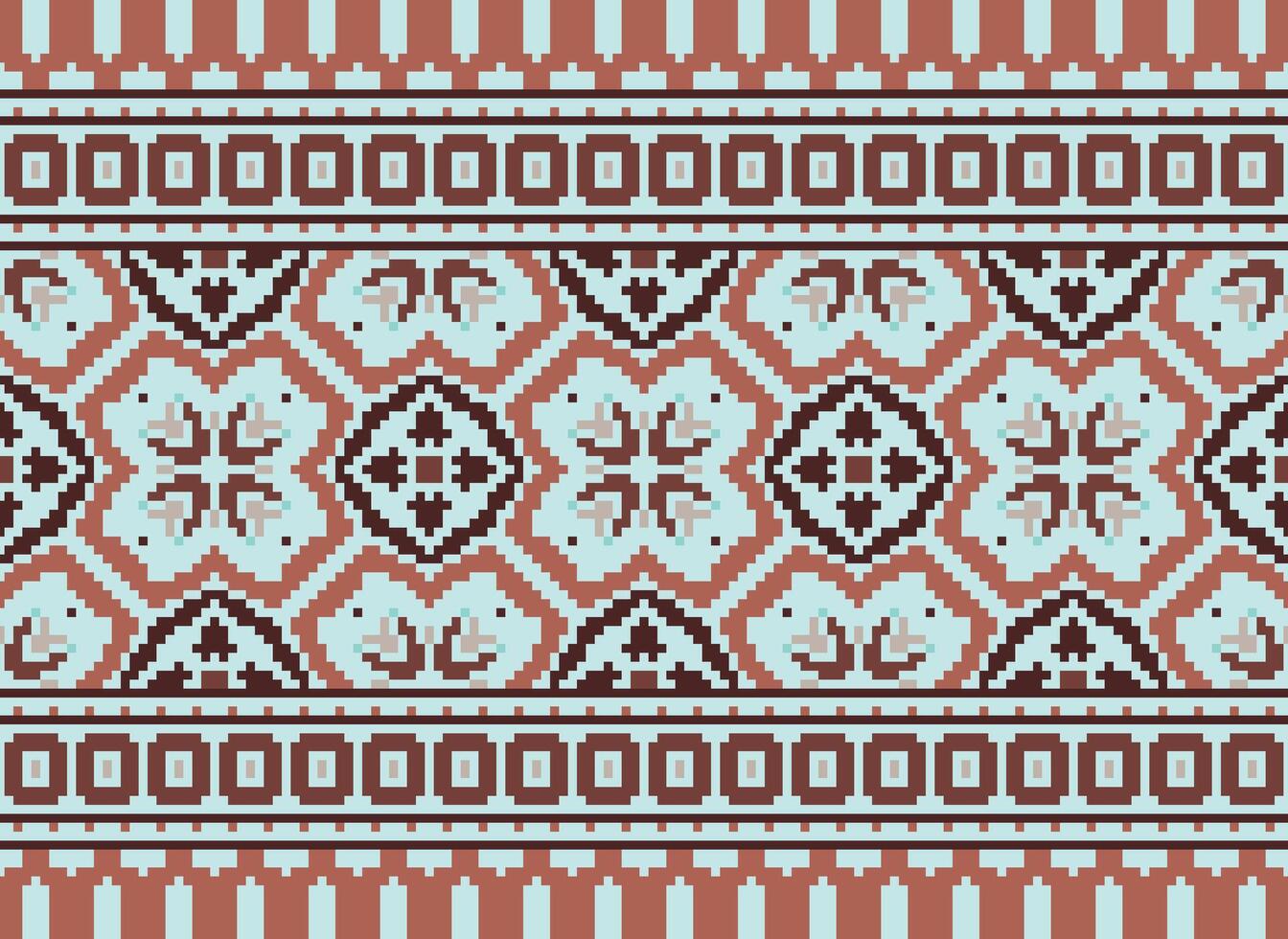 Pixel Ethnic pattern vector background. seamless pattern traditional, Design for background, wallpaper, Batik, fabric, carpet, clothing, wrapping, and textile.ethnic pattern Vector illustration.