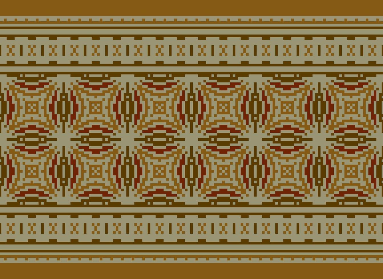 Pixel Ethnic pattern vector background. seamless pattern traditional, Design for background, wallpaper, Batik, fabric, carpet, clothing, wrapping, and textile.ethnic pattern Vector illustration.