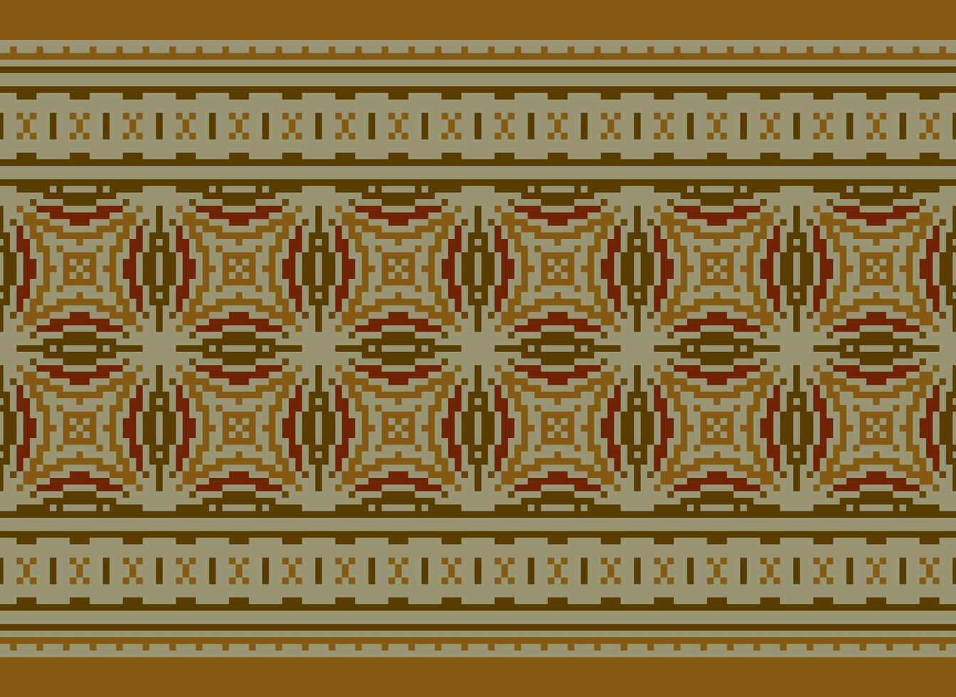 Pixel Ethnic pattern vector background. seamless pattern traditional, Design for background, wallpaper, Batik, fabric, carpet, clothing, wrapping, and textile.ethnic pattern Vector illustration.