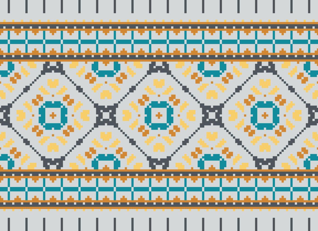 Pixel Ethnic pattern vector background. seamless pattern traditional, Design for background, wallpaper, Batik, fabric, carpet, clothing, wrapping, and textile.ethnic pattern Vector illustration.