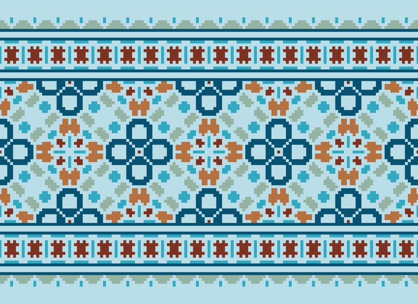 Pixel Ethnic pattern vector background. seamless pattern traditional, Design for background, wallpaper, Batik, fabric, carpet, clothing, wrapping, and textile.ethnic pattern Vector illustration.