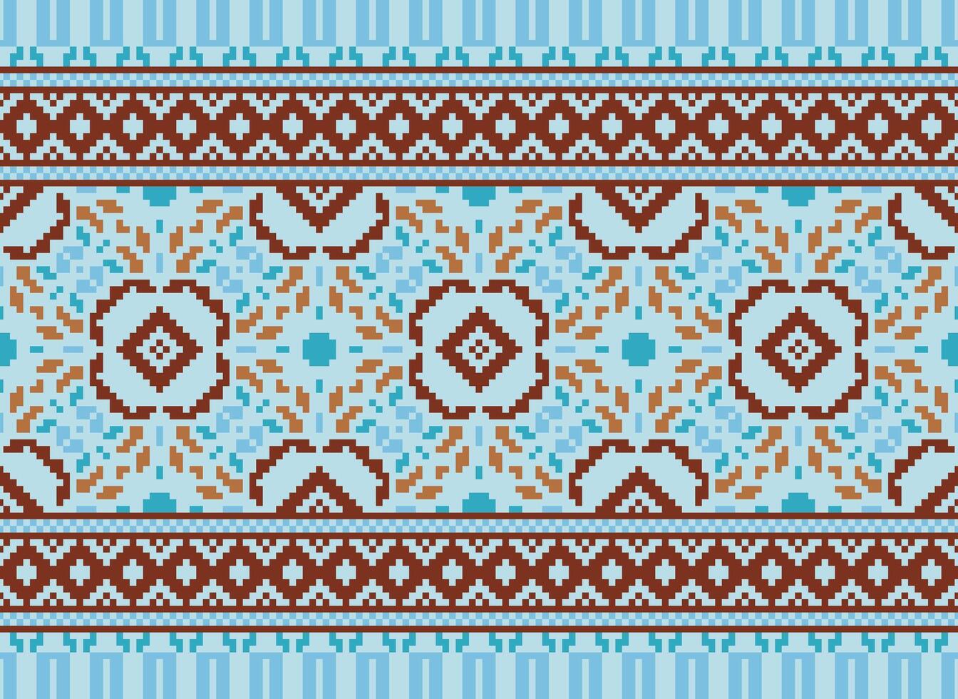 píxel étnico modelo vector antecedentes. sin costura modelo tradicional, diseño para fondo, fondo de pantalla, batik, tela, alfombra, ropa, envase, y textil.étnico modelo vector ilustración.