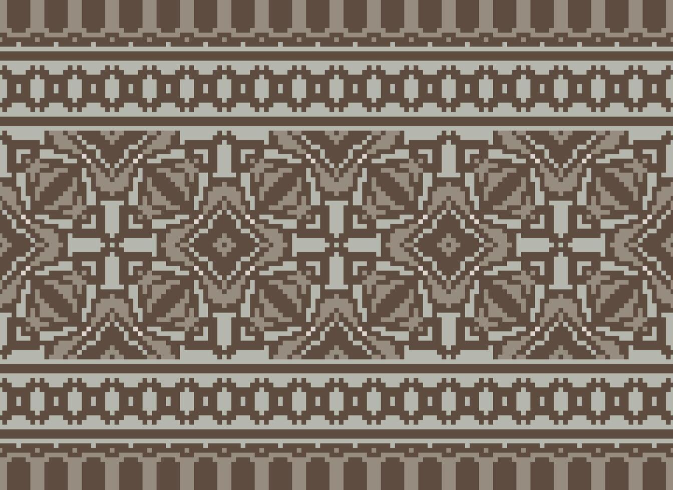 Pixel Ethnic pattern vector background. seamless pattern traditional, Design for background, wallpaper, Batik, fabric, carpet, clothing, wrapping, and textile.ethnic pattern Vector illustration.