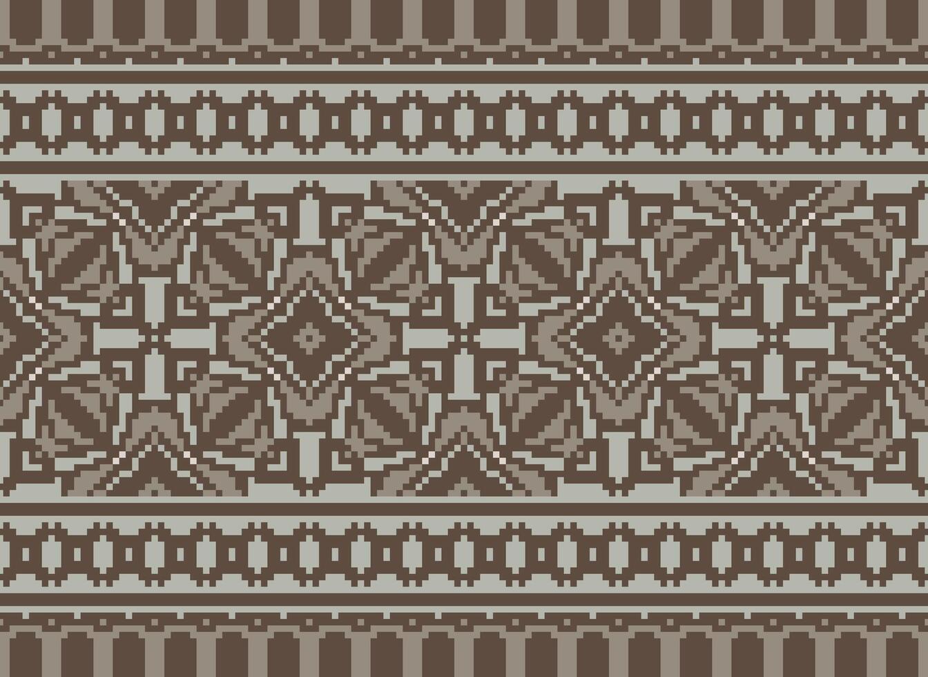 Pixel Ethnic pattern vector background. seamless pattern traditional, Design for background, wallpaper, Batik, fabric, carpet, clothing, wrapping, and textile.ethnic pattern Vector illustration.