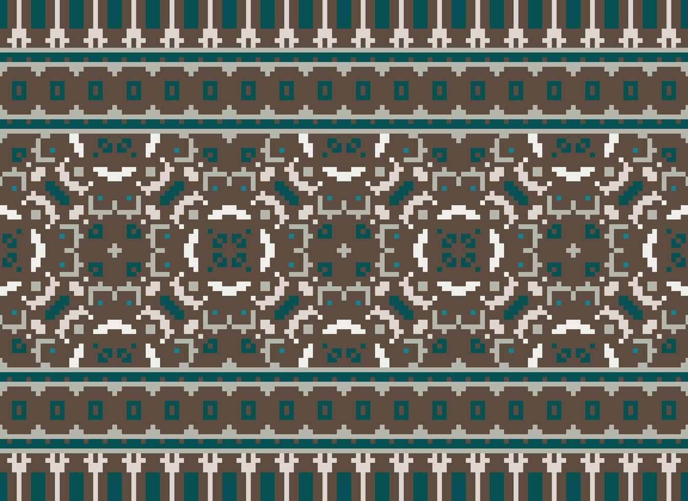 Pixel Ethnic pattern vector background. seamless pattern traditional, Design for background, wallpaper, Batik, fabric, carpet, clothing, wrapping, and textile.ethnic pattern Vector illustration.