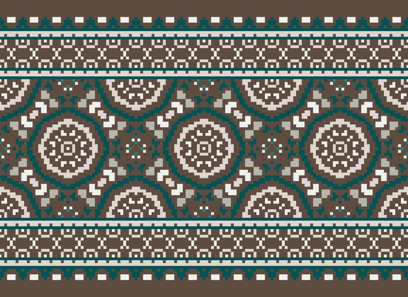 Pixel Ethnic pattern vector background. seamless pattern traditional, Design for background, wallpaper, Batik, fabric, carpet, clothing, wrapping, and textile.ethnic pattern Vector illustration.