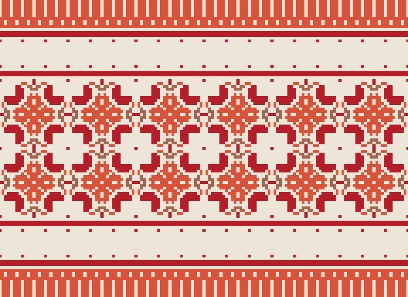 Pixel Ethnic pattern vector background. seamless pattern traditional, Design for background, wallpaper, Batik, fabric, carpet, clothing, wrapping, and textile.ethnic pattern Vector illustration.