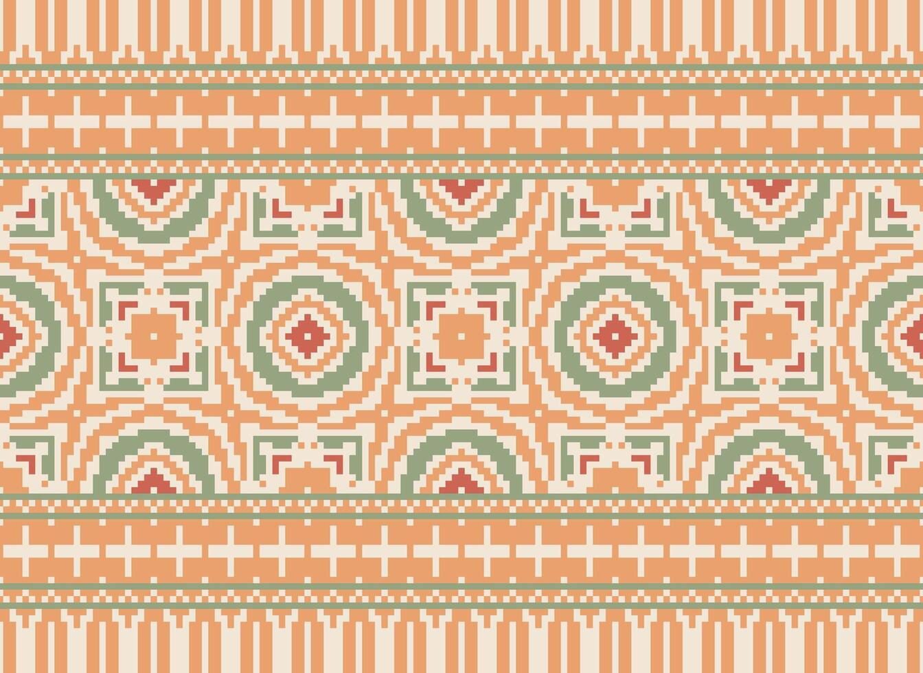 píxel étnico modelo vector antecedentes. sin costura modelo tradicional, diseño para fondo, fondo de pantalla, batik, tela, alfombra, ropa, envase, y textil.étnico modelo vector ilustración.