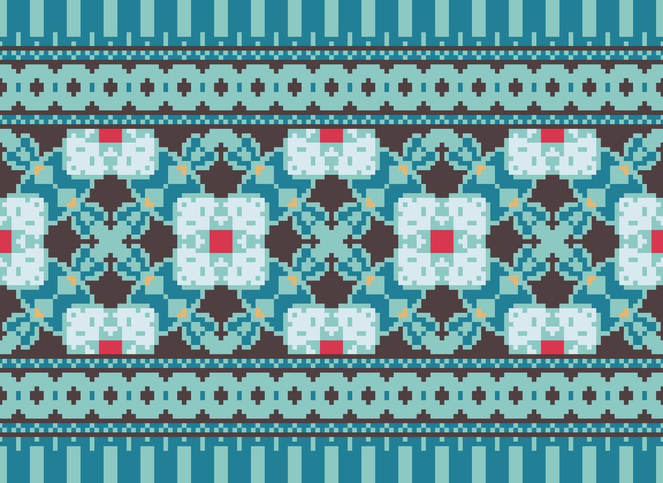 Pixel Ethnic pattern vector background. seamless pattern traditional, Design for background, wallpaper, Batik, fabric, carpet, clothing, wrapping, and textile.ethnic pattern Vector illustration.