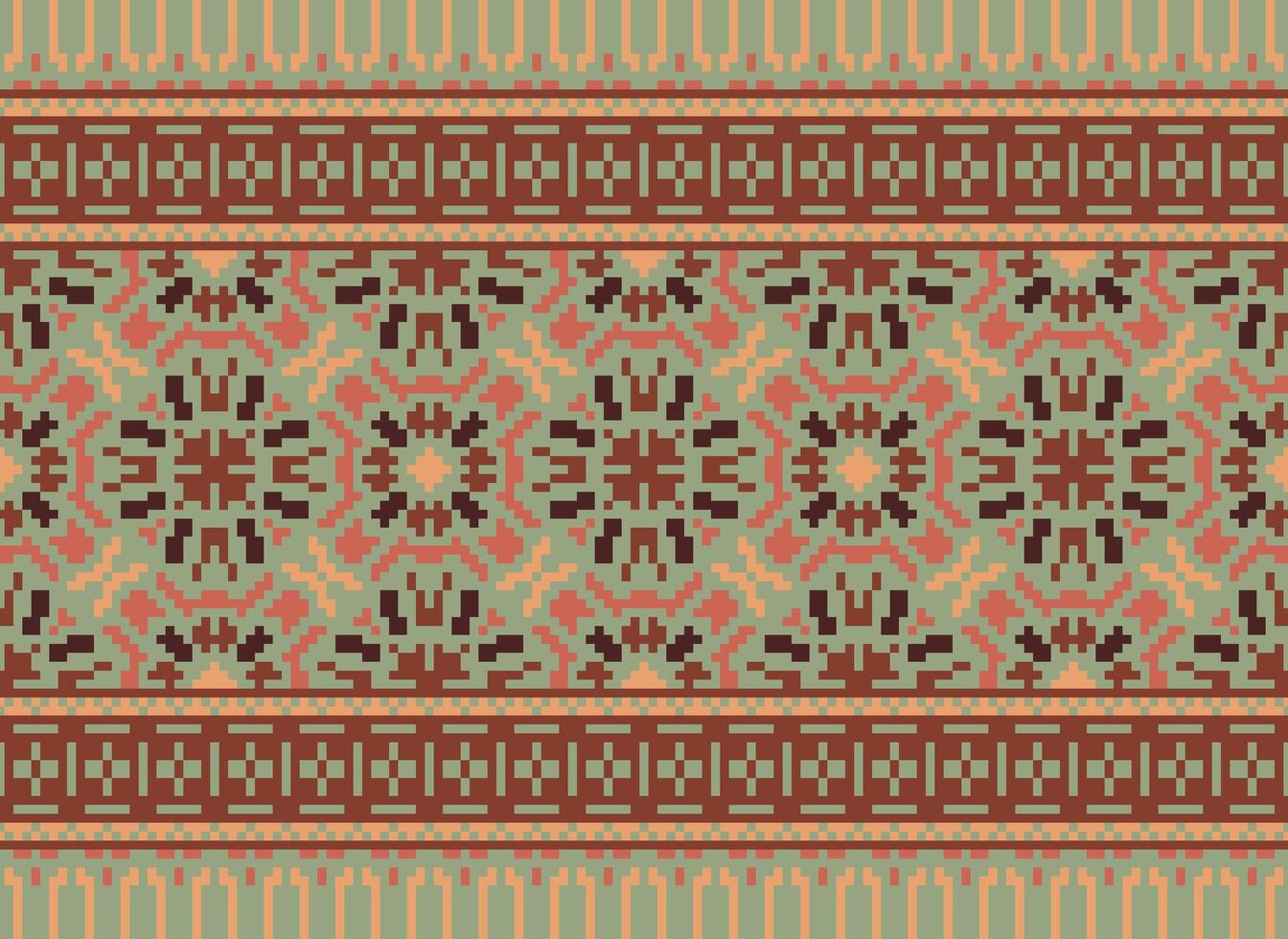 Pixel Ethnic pattern vector background. seamless pattern traditional, Design for background, wallpaper, Batik, fabric, carpet, clothing, wrapping, and textile.ethnic pattern Vector illustration.