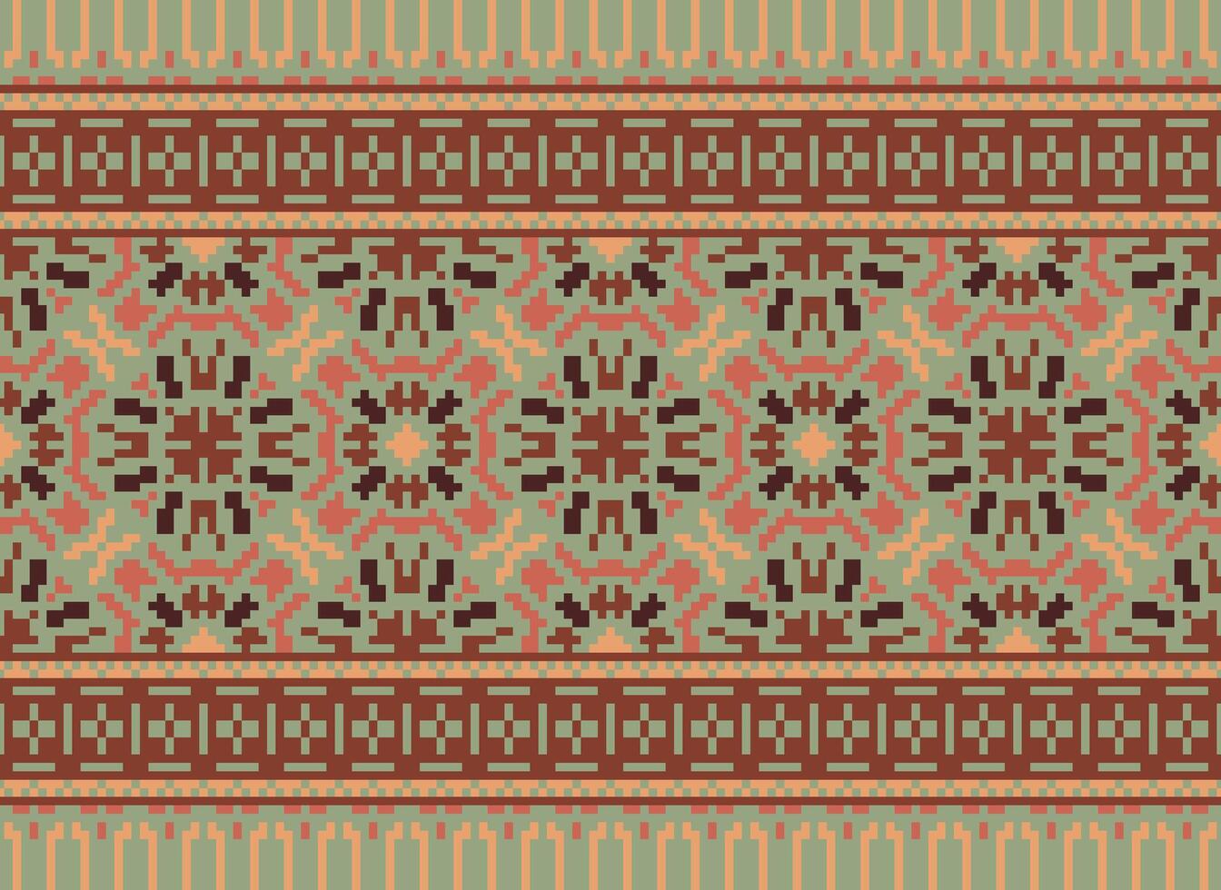 Pixel Ethnic pattern vector background. seamless pattern traditional, Design for background, wallpaper, Batik, fabric, carpet, clothing, wrapping, and textile.ethnic pattern Vector illustration.