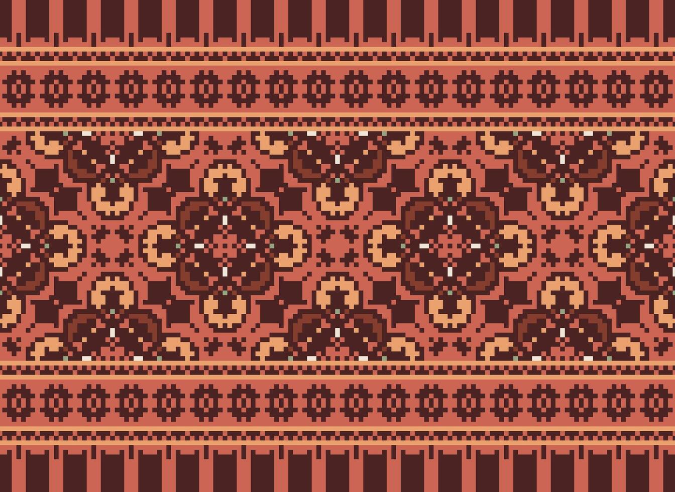 Pixel Ethnic pattern vector background. seamless pattern traditional, Design for background, wallpaper, Batik, fabric, carpet, clothing, wrapping, and textile.ethnic pattern Vector illustration.