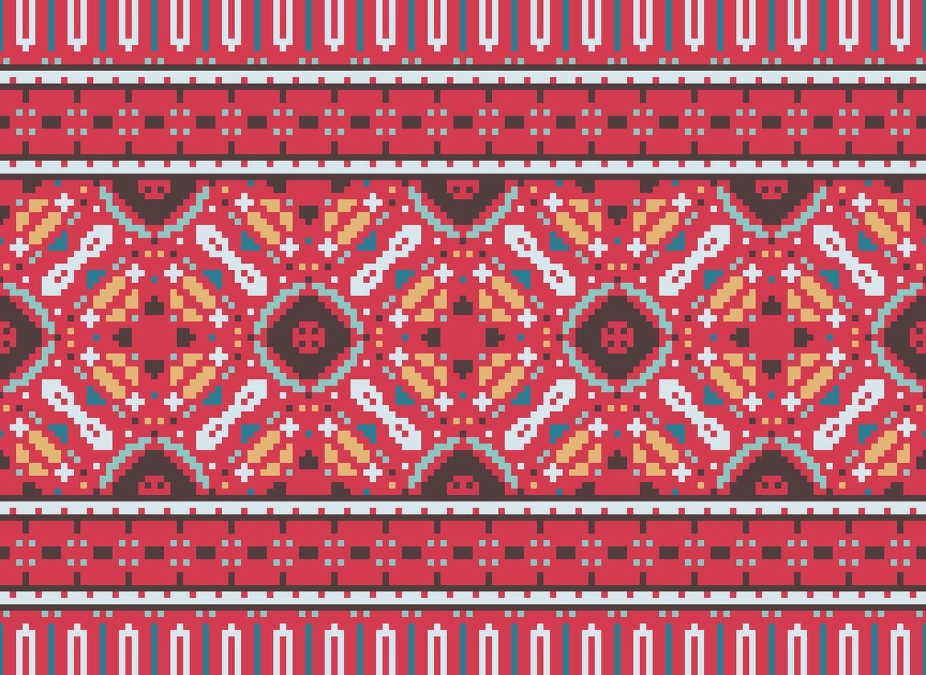 píxel étnico modelo vector antecedentes. sin costura modelo tradicional, diseño para fondo, fondo de pantalla, batik, tela, alfombra, ropa, envase, y textil.étnico modelo vector ilustración.