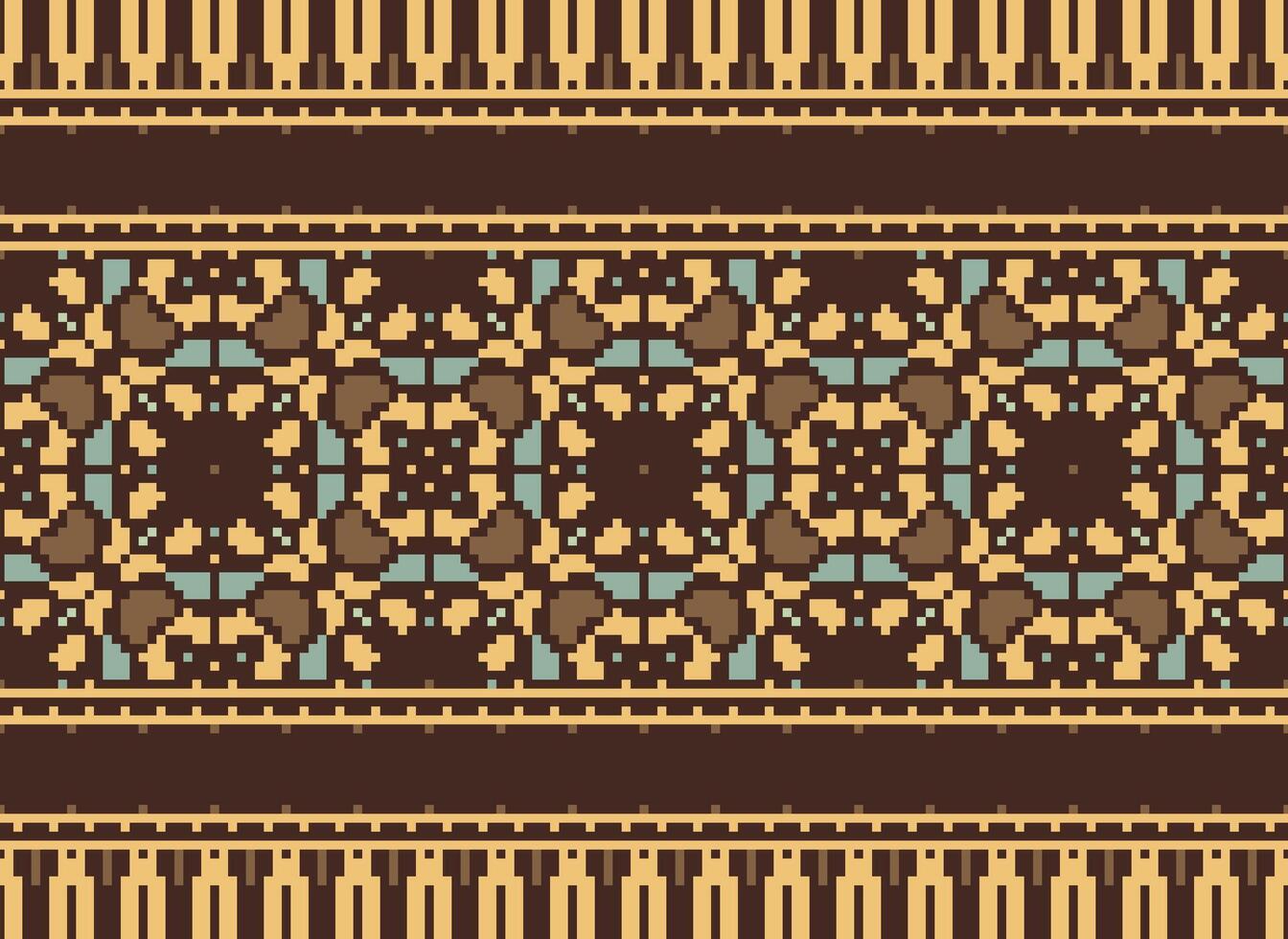 píxel étnico modelo vector antecedentes. sin costura modelo tradicional, diseño para fondo, fondo de pantalla, batik, tela, alfombra, ropa, envase, y textil.étnico modelo vector ilustración.