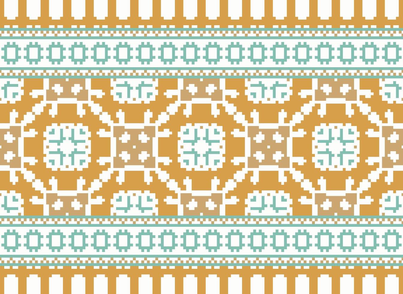 Pixel Ethnic pattern vector background. seamless pattern traditional, Design for background, wallpaper, Batik, fabric, carpet, clothing, wrapping, and textile.ethnic pattern Vector illustration.