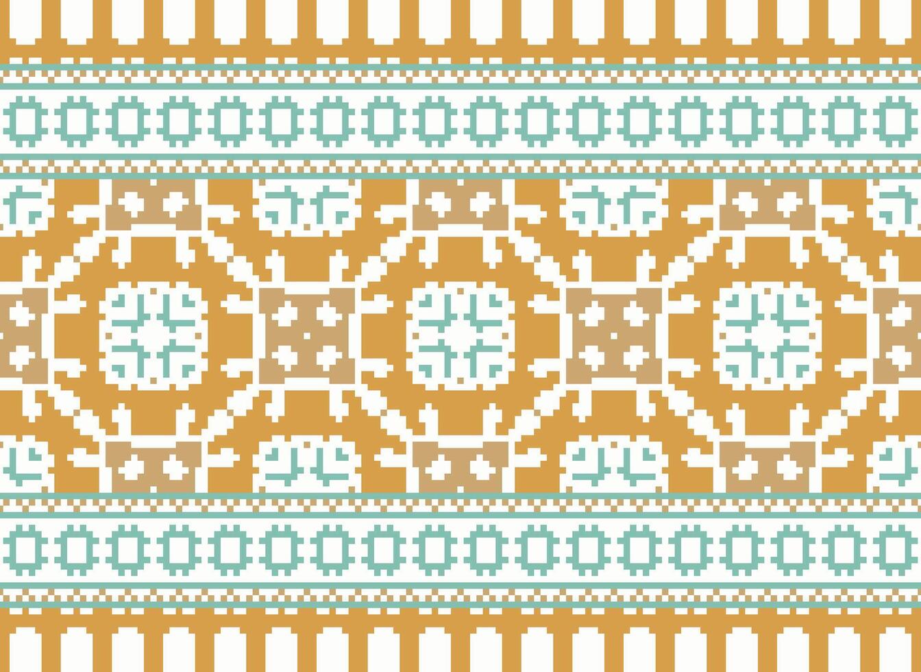 Pixel Ethnic pattern vector background. seamless pattern traditional, Design for background, wallpaper, Batik, fabric, carpet, clothing, wrapping, and textile.ethnic pattern Vector illustration.