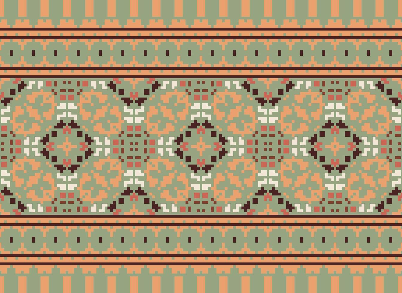 Pixel Ethnic pattern vector background. seamless pattern traditional, Design for background, wallpaper, Batik, fabric, carpet, clothing, wrapping, and textile.ethnic pattern Vector illustration.