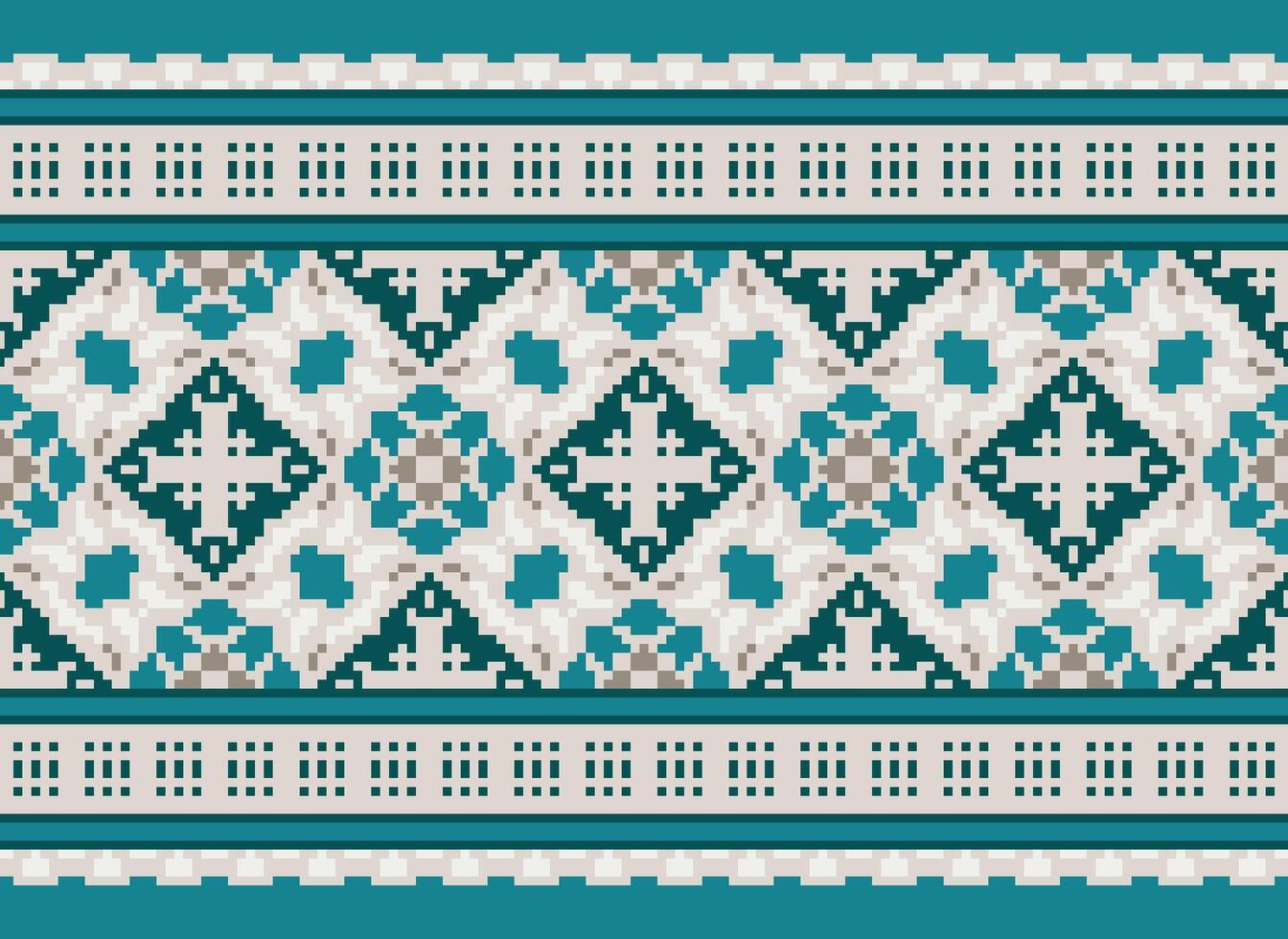 Pixel Ethnic pattern vector background. seamless pattern traditional, Design for background, wallpaper, Batik, fabric, carpet, clothing, wrapping, and textile.ethnic pattern Vector illustration.