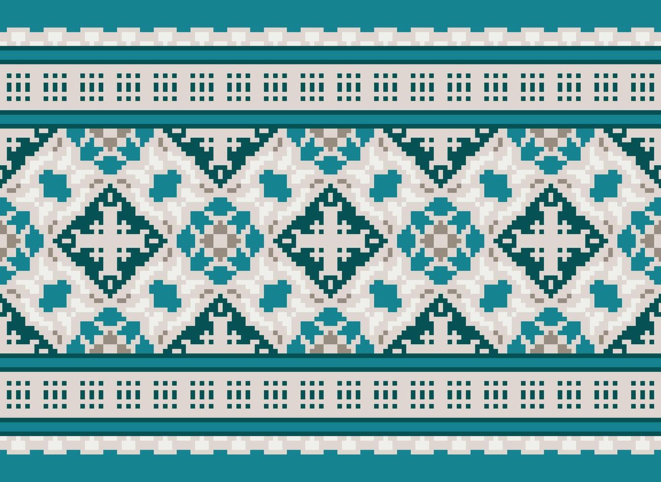 Pixel Ethnic pattern vector background. seamless pattern traditional, Design for background, wallpaper, Batik, fabric, carpet, clothing, wrapping, and textile.ethnic pattern Vector illustration.