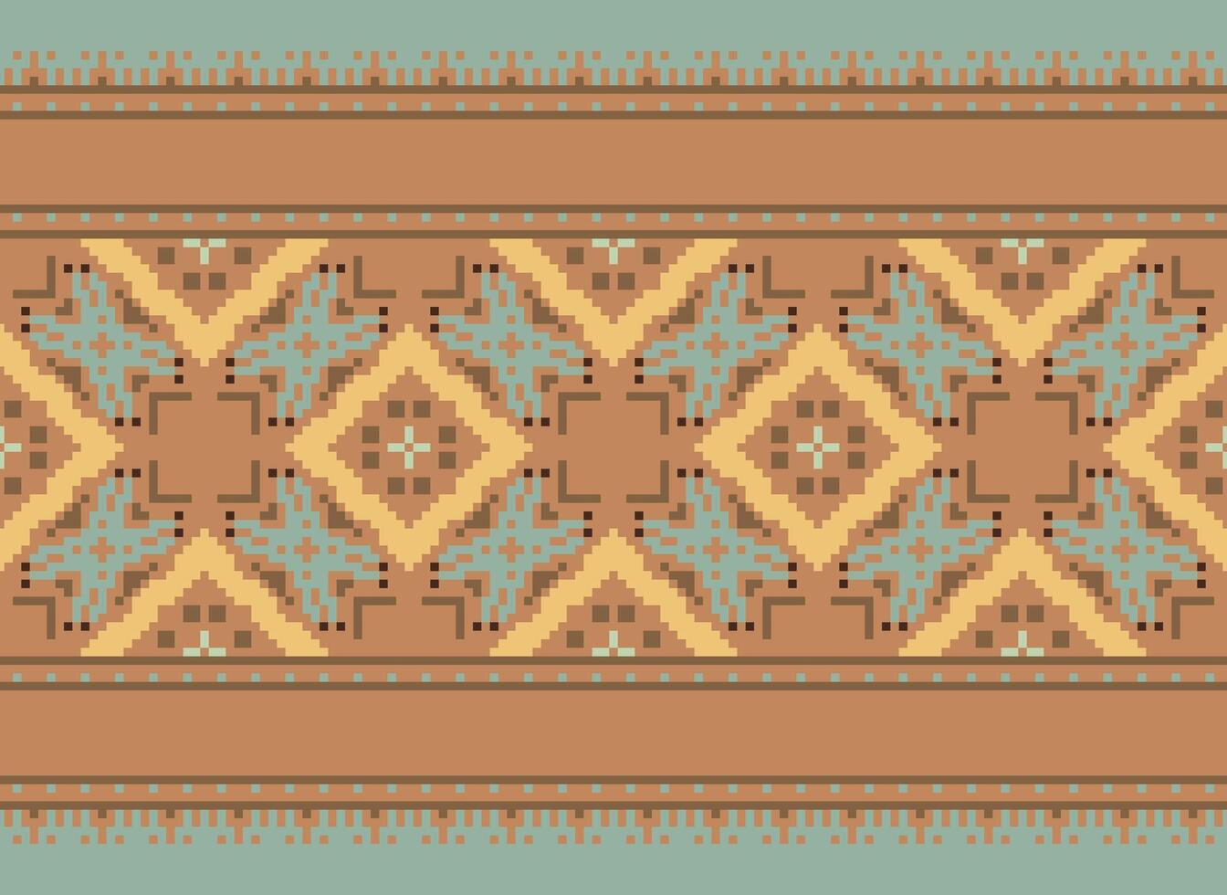 Pixel Ethnic pattern vector background. seamless pattern traditional, Design for background, wallpaper, Batik, fabric, carpet, clothing, wrapping, and textile.ethnic pattern Vector illustration.