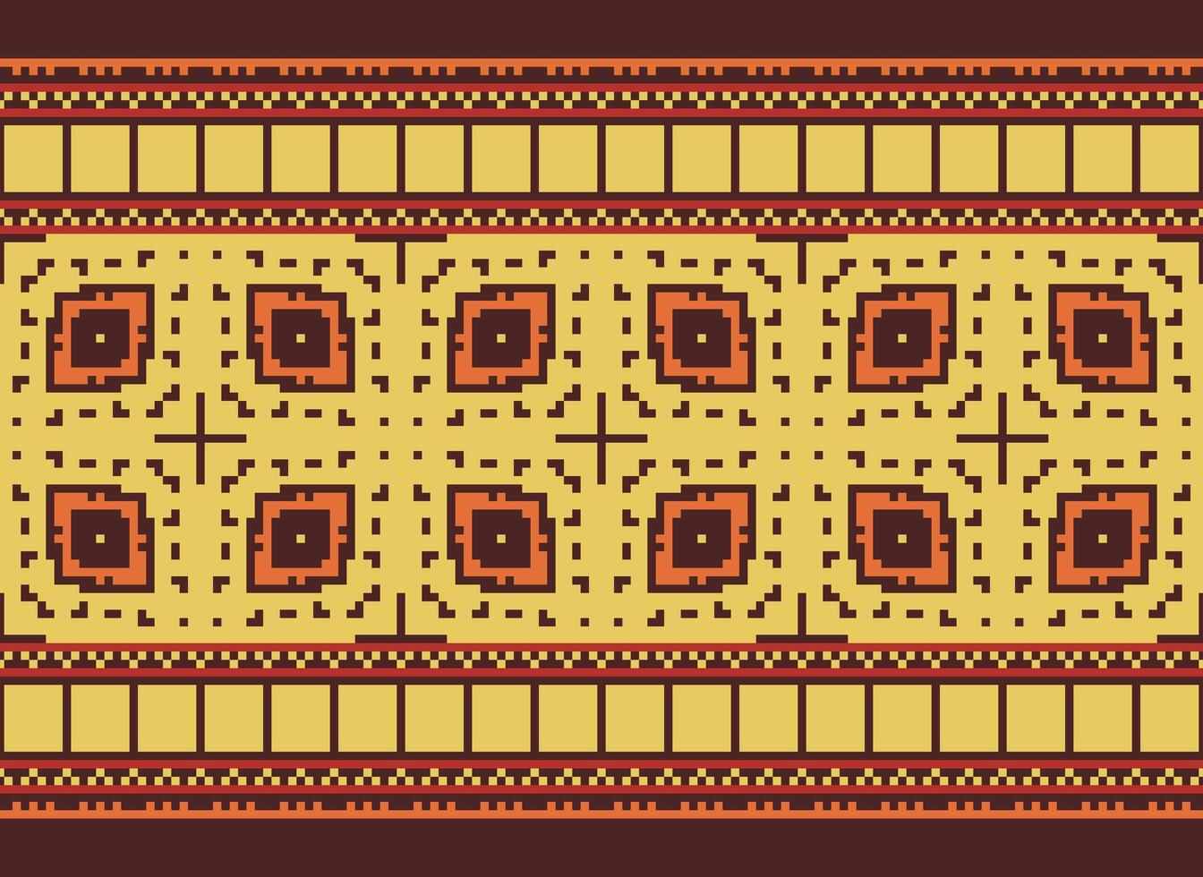 Pixel Ethnic pattern vector background. seamless pattern traditional, Design for background, wallpaper, Batik, fabric, carpet, clothing, wrapping, and textile.ethnic pattern Vector illustration.