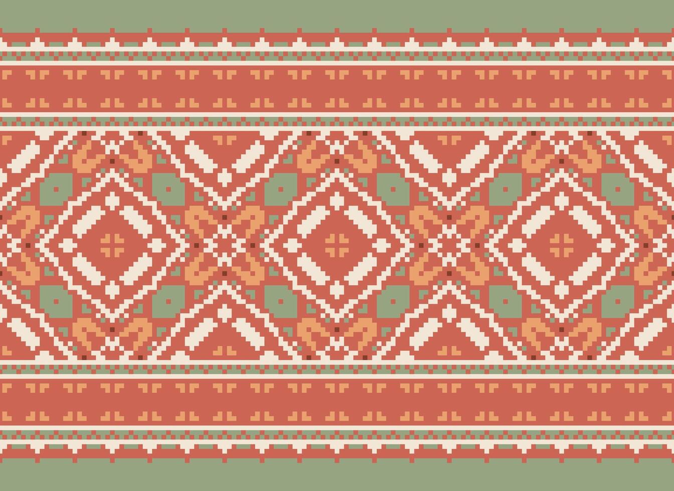 Pixel Ethnic pattern vector background. seamless pattern traditional, Design for background, wallpaper, Batik, fabric, carpet, clothing, wrapping, and textile.ethnic pattern Vector illustration.