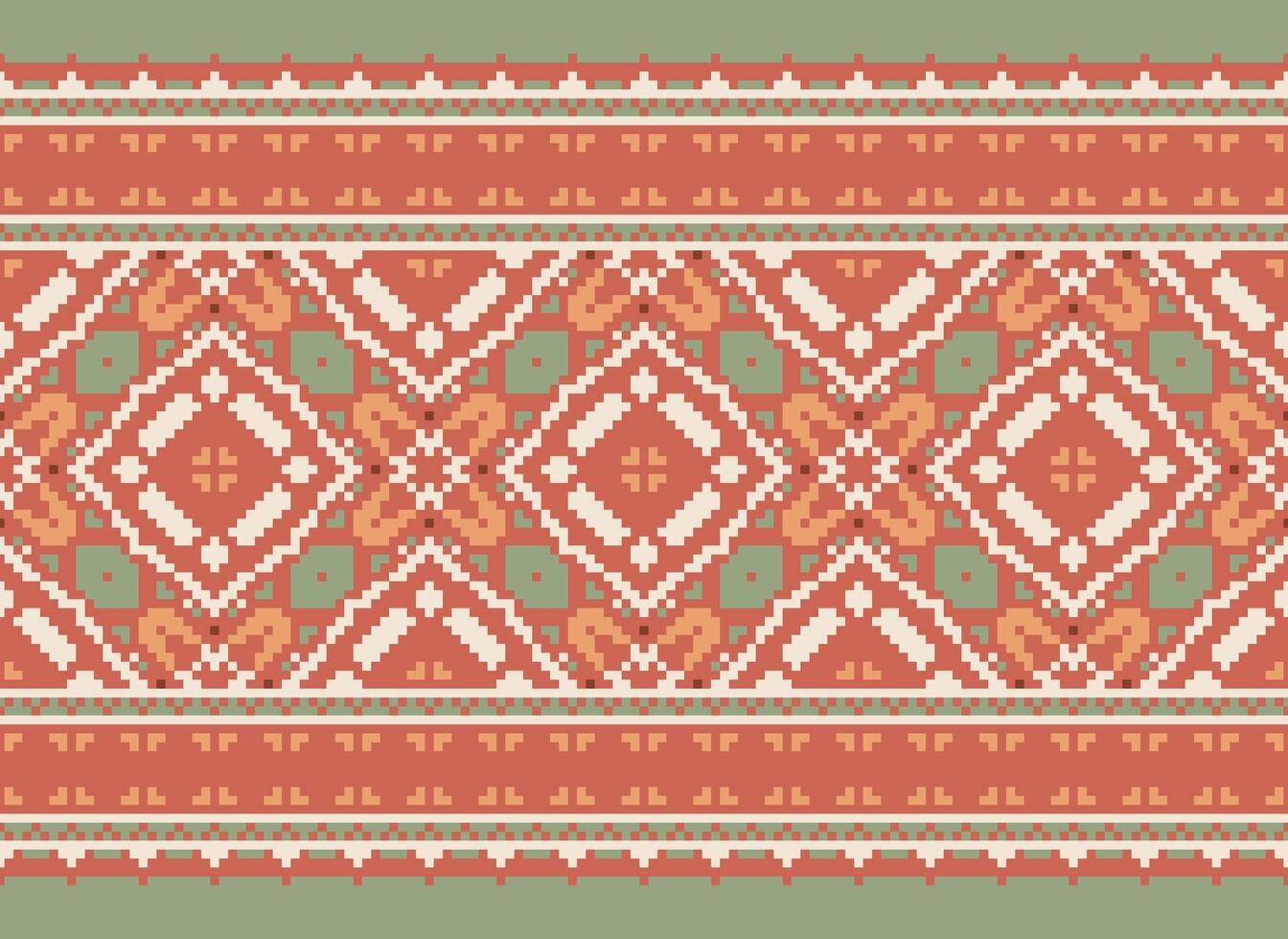 Pixel Ethnic pattern vector background. seamless pattern traditional, Design for background, wallpaper, Batik, fabric, carpet, clothing, wrapping, and textile.ethnic pattern Vector illustration.