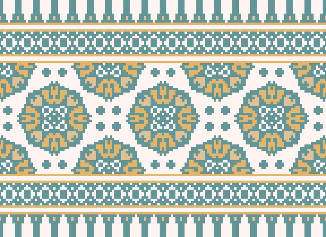 Pixel Ethnic pattern vector background. seamless pattern traditional, Design for background, wallpaper, Batik, fabric, carpet, clothing, wrapping, and textile.ethnic pattern Vector illustration.
