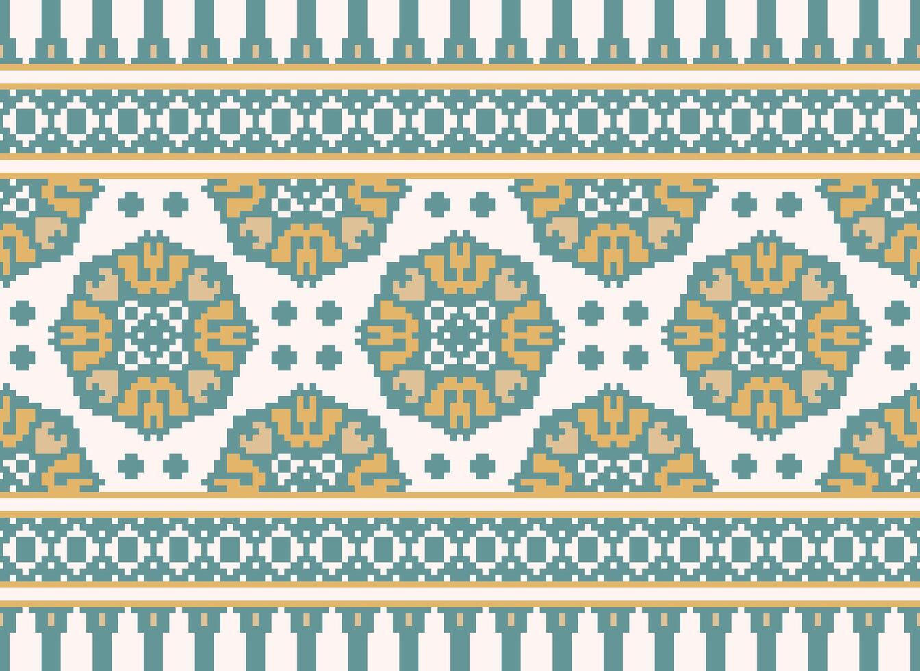 Pixel Ethnic pattern vector background. seamless pattern traditional, Design for background, wallpaper, Batik, fabric, carpet, clothing, wrapping, and textile.ethnic pattern Vector illustration.