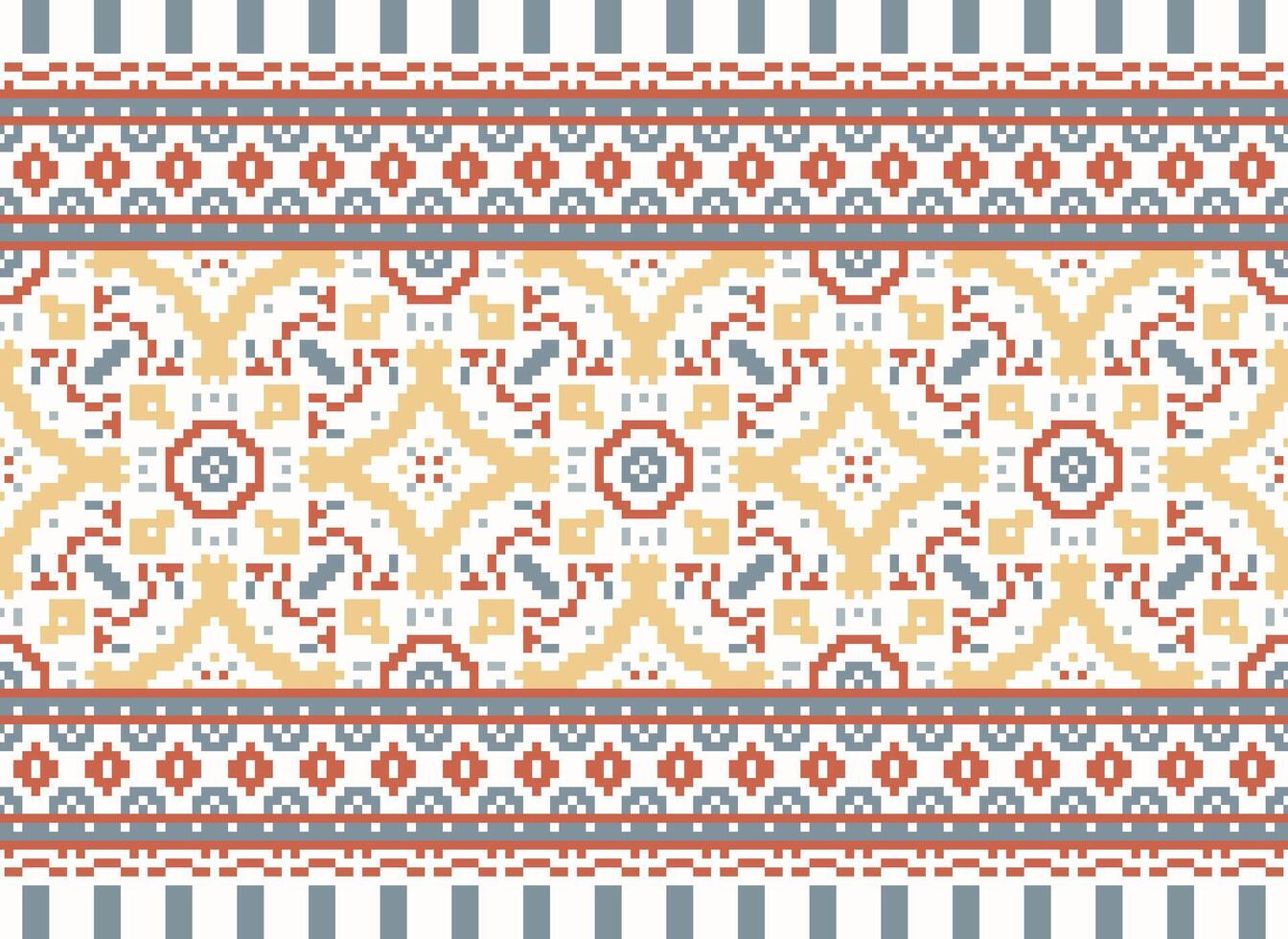 Pixel Ethnic pattern vector background. seamless pattern traditional, Design for background, wallpaper, Batik, fabric, carpet, clothing, wrapping, and textile.ethnic pattern Vector illustration.