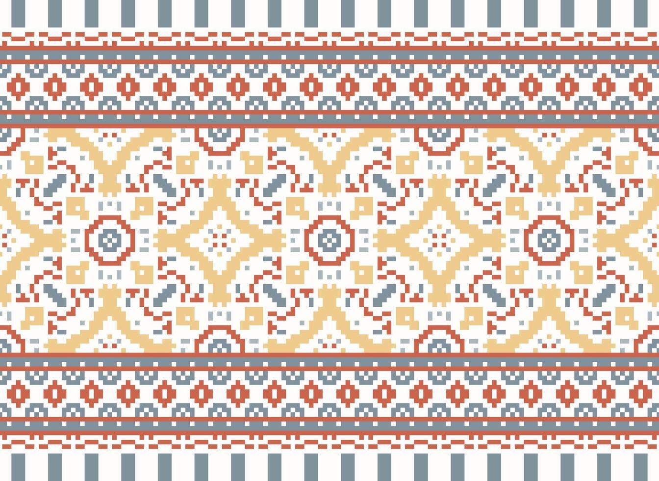 Pixel Ethnic pattern vector background. seamless pattern traditional, Design for background, wallpaper, Batik, fabric, carpet, clothing, wrapping, and textile.ethnic pattern Vector illustration.