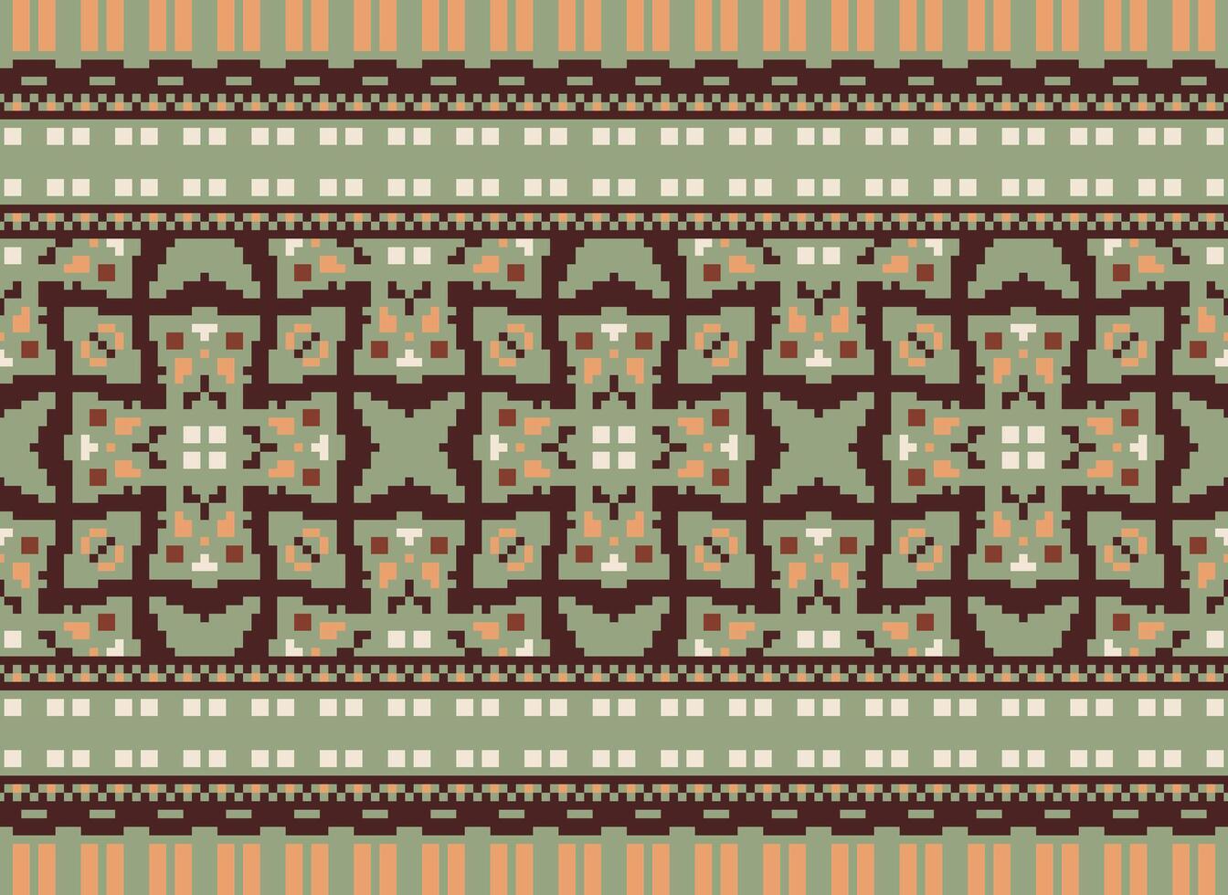 Pixel Ethnic pattern vector background. seamless pattern traditional, Design for background, wallpaper, Batik, fabric, carpet, clothing, wrapping, and textile.ethnic pattern Vector illustration.