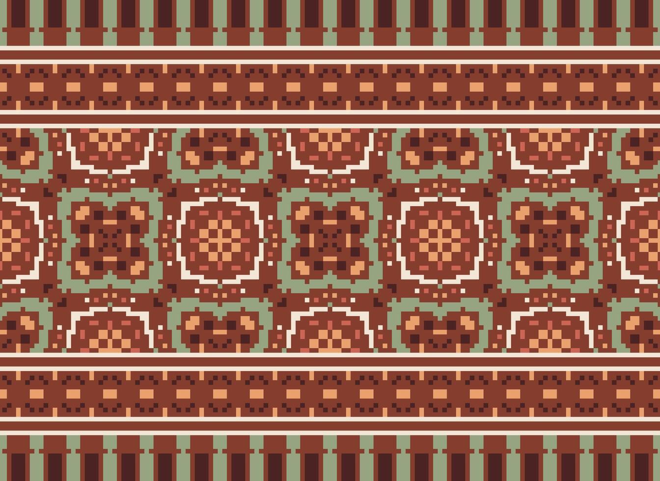Pixel Ethnic pattern vector background. seamless pattern traditional, Design for background, wallpaper, Batik, fabric, carpet, clothing, wrapping, and textile.ethnic pattern Vector illustration.
