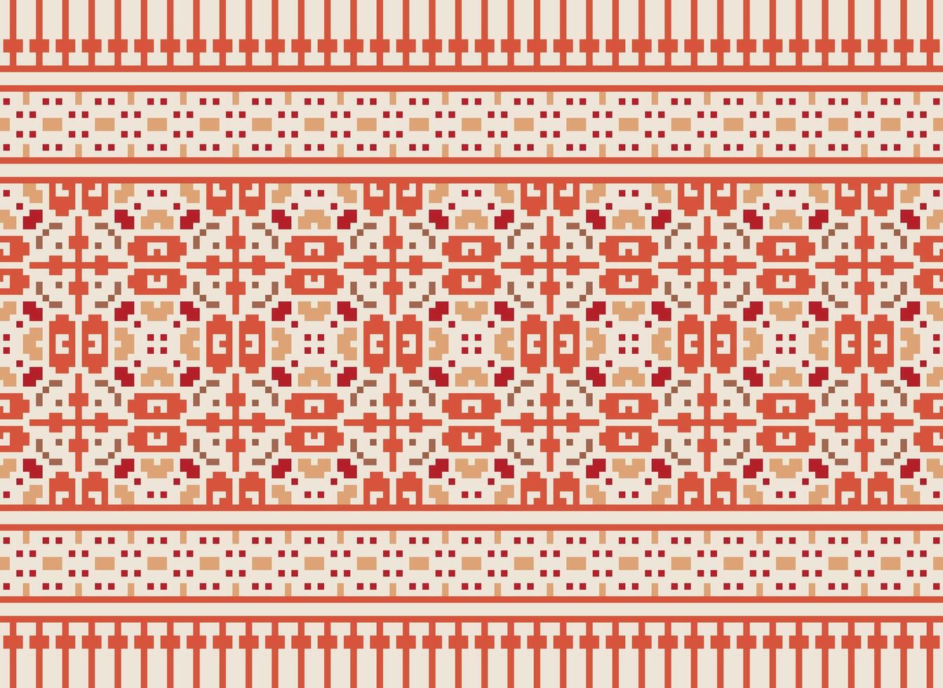 Pixel Ethnic pattern vector background. seamless pattern traditional, Design for background, wallpaper, Batik, fabric, carpet, clothing, wrapping, and textile.ethnic pattern Vector illustration.